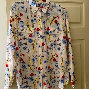 Equipment designer blouse ,white with flowers